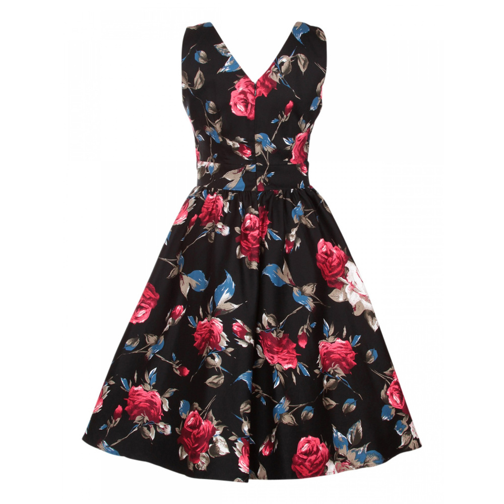 Sexy Retro Floral🌟Vintage V Neck Swing Belt Dress - Picture 6 of 9
